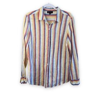 Carre Noir - Stripe Linen Look Shirt - Size Medium